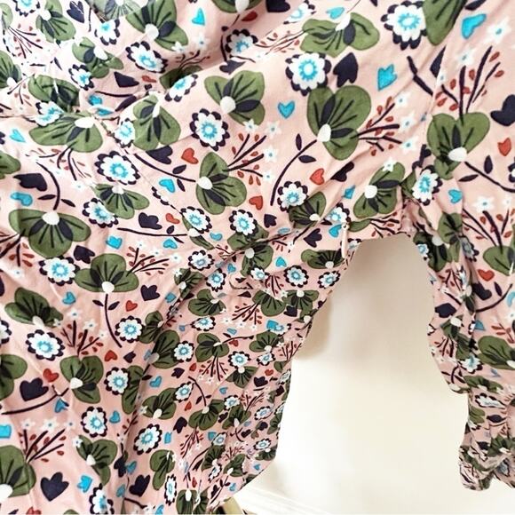 Boden Viola Pink Green Floral Print Long Sleeve V-Neckline Boho Top Blouse 10 - Picture 6 of 8